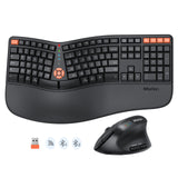 MEETION DirectorC2 Ergonomic Wireless Keyboard and Mouse, Ergo Keyboard with Vertical Mouse, Split Arch Keyboard with Cushioned Wrist Palm Rest, Natural Typing Rechargeable Full Size, Windows/Mac/Computer/Laptop