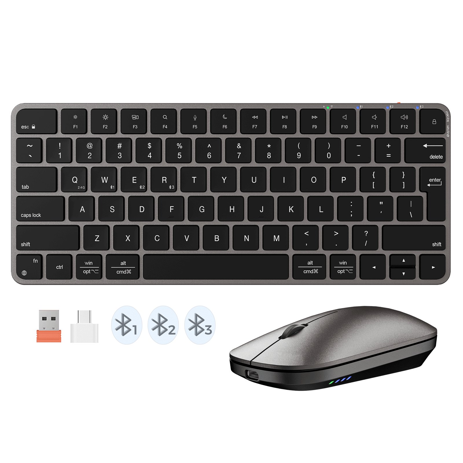 MEETION ikey C210 Wireless Bluetooth Keyboard and Mouse for Mac, Multi Device Quiet Slim Rechargeable Low Profile Apple Layout Magic Keyboard Mouse Combo for iPad, iPhone, iMac, MacBook Air/Pro, for Mac/iPadOS