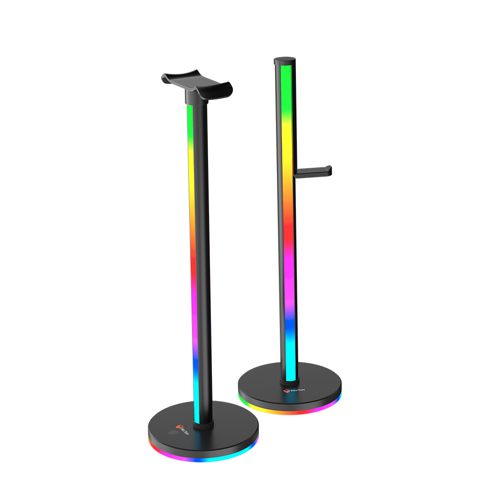 Torre de iluminación inteligente MEETION BK200 con soporte para auriculares RGB, control de barras de luz LED inteligentes, retroiluminación de TV RGB con panel táctil, soporte para auriculares de 42 cm, TV, habitación, decoración