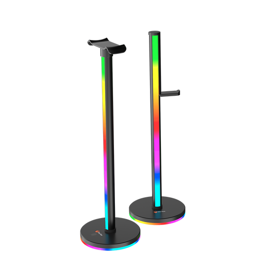 Torre de iluminación inteligente MEETION BK200 con soporte para auriculares RGB, control de barras de luz LED inteligentes, retroiluminación de TV RGB con panel táctil, soporte para auriculares de 42 cm, TV, habitación, decoración