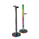 MEETION BK200 Smart Lighting Tower mit RGB-Kopfhörerständer, Steuerung intelligenter LED-Lichtleisten, RGB-Ambiance-TV-Hintergrundbeleuchtung mit Touchpad, 42 cm Kopfhörerständer, Fernseher, Zimmer, Dekoration