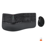 MEETION DirectorC Ergonomic Wireless Keyboard and Mouse, Ergo Keyboard with Vertical Mouse, Split Arch Keyboard with Cushioned Wrist Palm Rest, Natural Typing Rechargeable Full Size, Windows/Mac/Computer/Laptop