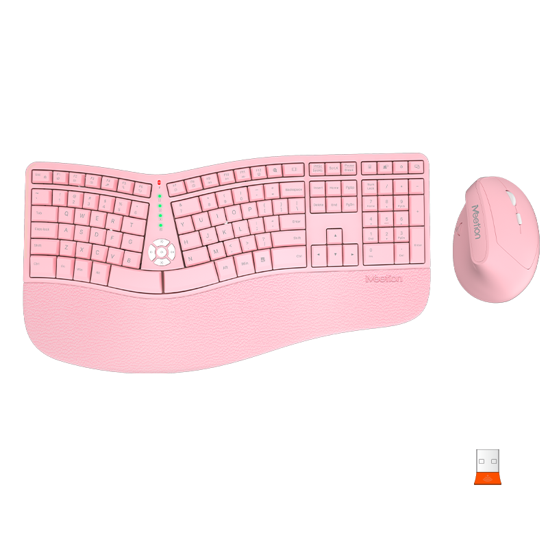 MEETION DirectorC Ergonomic Wireless Keyboard and Mouse, Ergo Keyboard with Vertical Mouse, Split Arch Keyboard with Cushioned Wrist Palm Rest, Natural Typing Rechargeable Full Size, Windows/Mac/Computer/Laptop