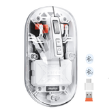 MEETION BTM005 Ratón inalámbrico, ratón Bluetooth recargable, modo dual (2,4 G + BT5.1), ratón delgado transparente con clic silencioso, 4 DPI ajustables, ratón portátil para PC, portátil, computadora, Mac Book/iPad Pro