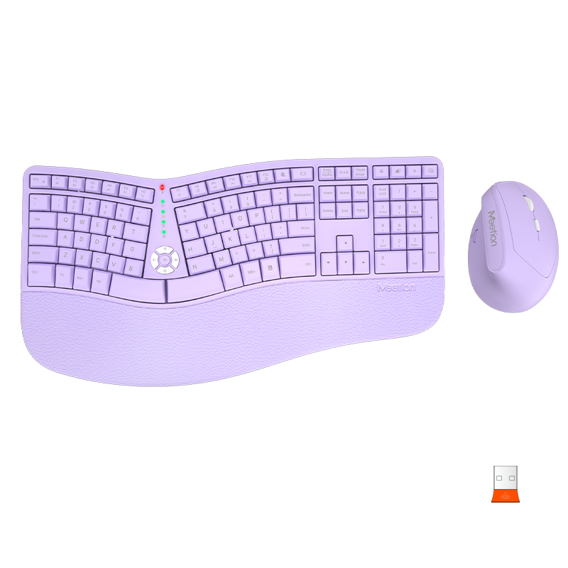 MEETION DirectorC Ergonomic Wireless Keyboard and Mouse, Ergo Keyboard with Vertical Mouse, Split Arch Keyboard with Cushioned Wrist Palm Rest, Natural Typing Rechargeable Full Size, Windows/Mac/Computer/Laptop