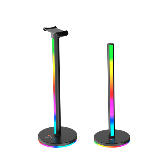 MEETION BK100 Smart Lighting Tower mit RGB-Kopfhörerständer, Steuerung intelligenter LED-Lichtleisten, RGB-Ambiente-TV-Hintergrundbeleuchtung mit Touchpad, 32 cm Kopfhörerständer, Fernseher, Zimmer, Dekoration