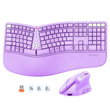 MEETION DirectorC2 Ergonomic Wireless Keyboard and Mouse, Ergo Keyboard with Vertical Mouse, Split Arch Keyboard with Cushioned Wrist Palm Rest, Natural Typing Rechargeable Full Size, Windows/Mac/Computer/Laptop