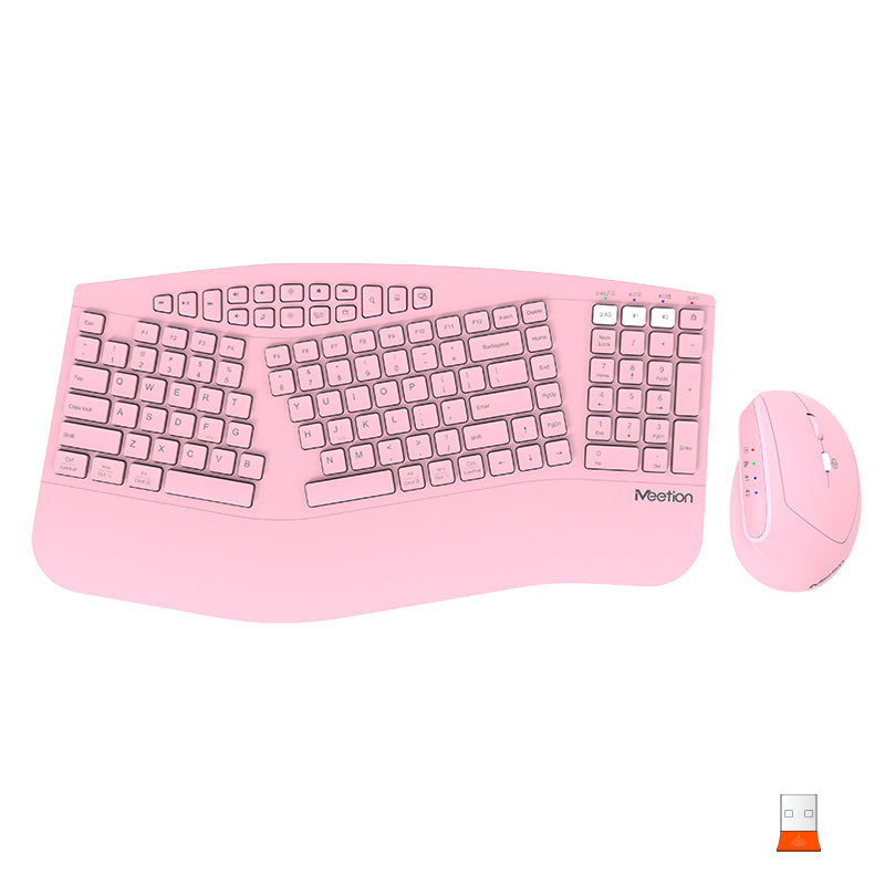 MEETION DirectorB 2025 Upgrade Ergonomic Keyboard and Mouse, Multi-Device Bluetooth Keyboard and Mouse, 4 DPI Adjustable Full-Sized Wireless Keyboard and Mouse, for PC/Computer/Laptop/Window