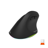 MEETION Ergonomische Maus für Linkshänder BTM010L, kabellose vertikale Maus mit RGB-Hintergrundbeleuchtung, wiederaufladbare Mäuse für Bluetooth (5.2 + 3.0) und USB-A mit USB-C-Adapter, 4 einstellbare DPI für Mac/Windows/Android/PC/Tablet/iPad