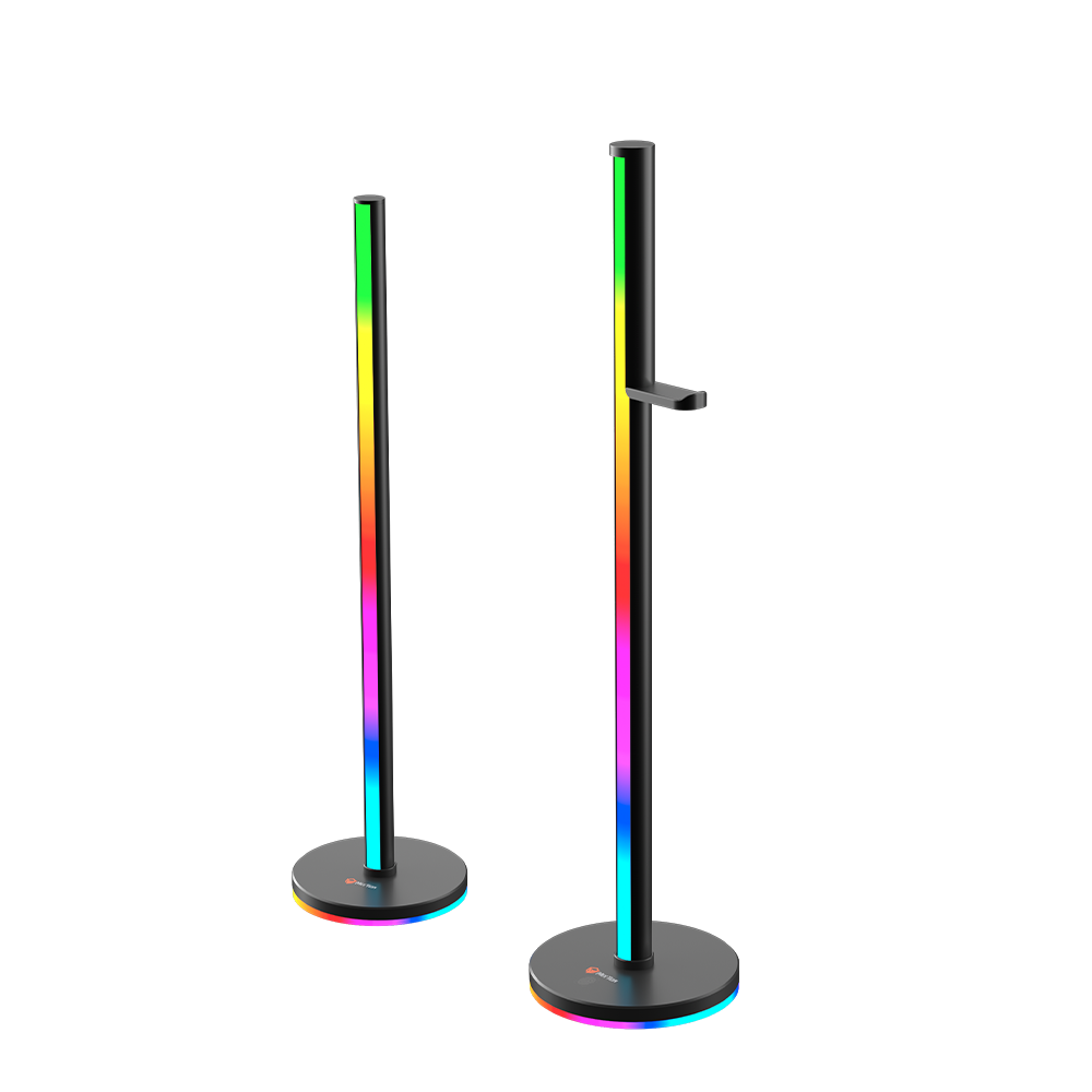 Torre de iluminación inteligente MEETION BK300 con soporte para auriculares RGB, control de barras de luz LED inteligentes, retroiluminación de TV RGB con panel táctil, soporte para auriculares de 52 cm, TV, habitación, decoración