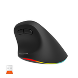 MEETION Rechtshänder-Maus BTM010R, ergonomische Maus, kabellose vertikale Maus, RGB-Hintergrundbeleuchtung, wiederaufladbare Mäuse für Bluetooth (5.2 + 3.0) und USB-A mit USB-C-Adapter, 4 einstellbare DPI für Mac/Windows/Android/PC/Tablet/iPad