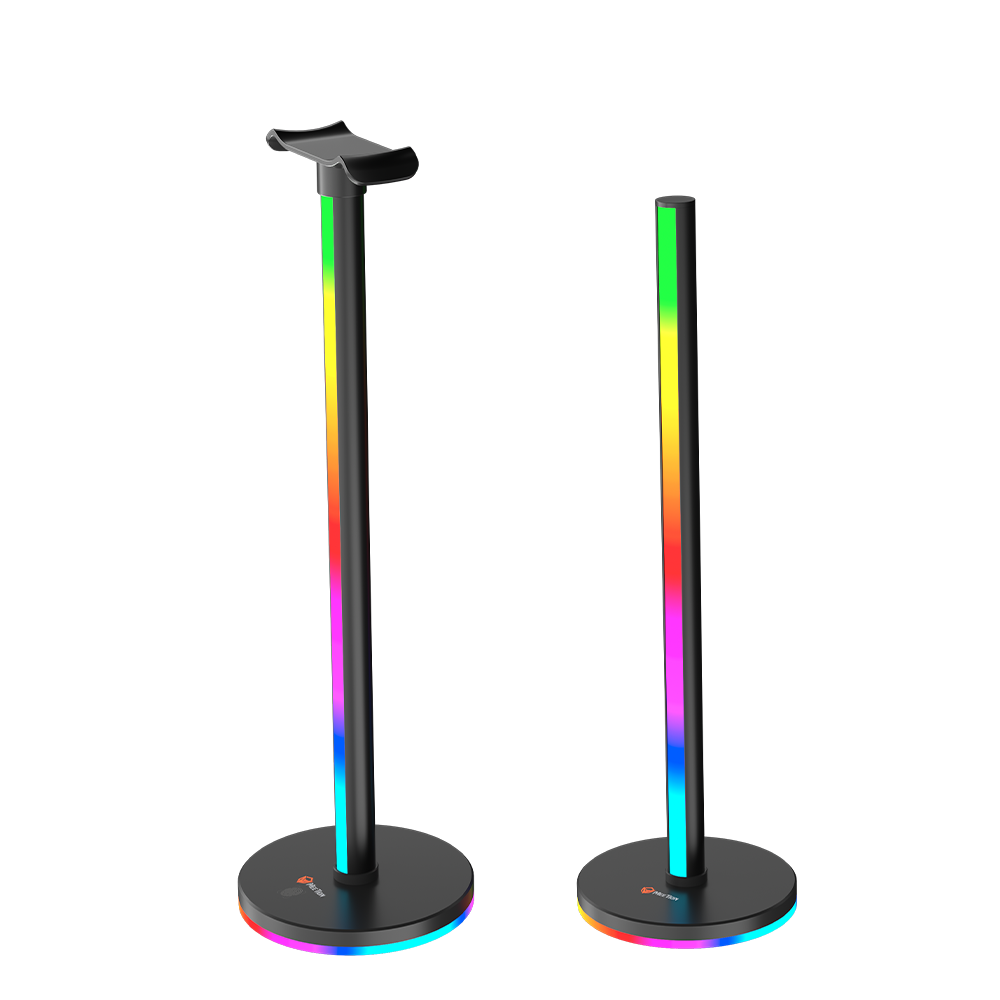 MEETION BK200 Smart Lighting Tower mit RGB-Kopfhörerständer, Steuerung intelligenter LED-Lichtleisten, RGB-Ambiance-TV-Hintergrundbeleuchtung mit Touchpad, 42 cm Kopfhörerständer, Fernseher, Zimmer, Dekoration