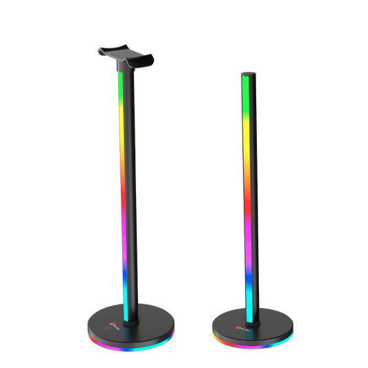 Torre de iluminación inteligente MEETION BK200 con soporte para auriculares RGB, control de barras de luz LED inteligentes, retroiluminación de TV RGB con panel táctil, soporte para auriculares de 42 cm, TV, habitación, decoración