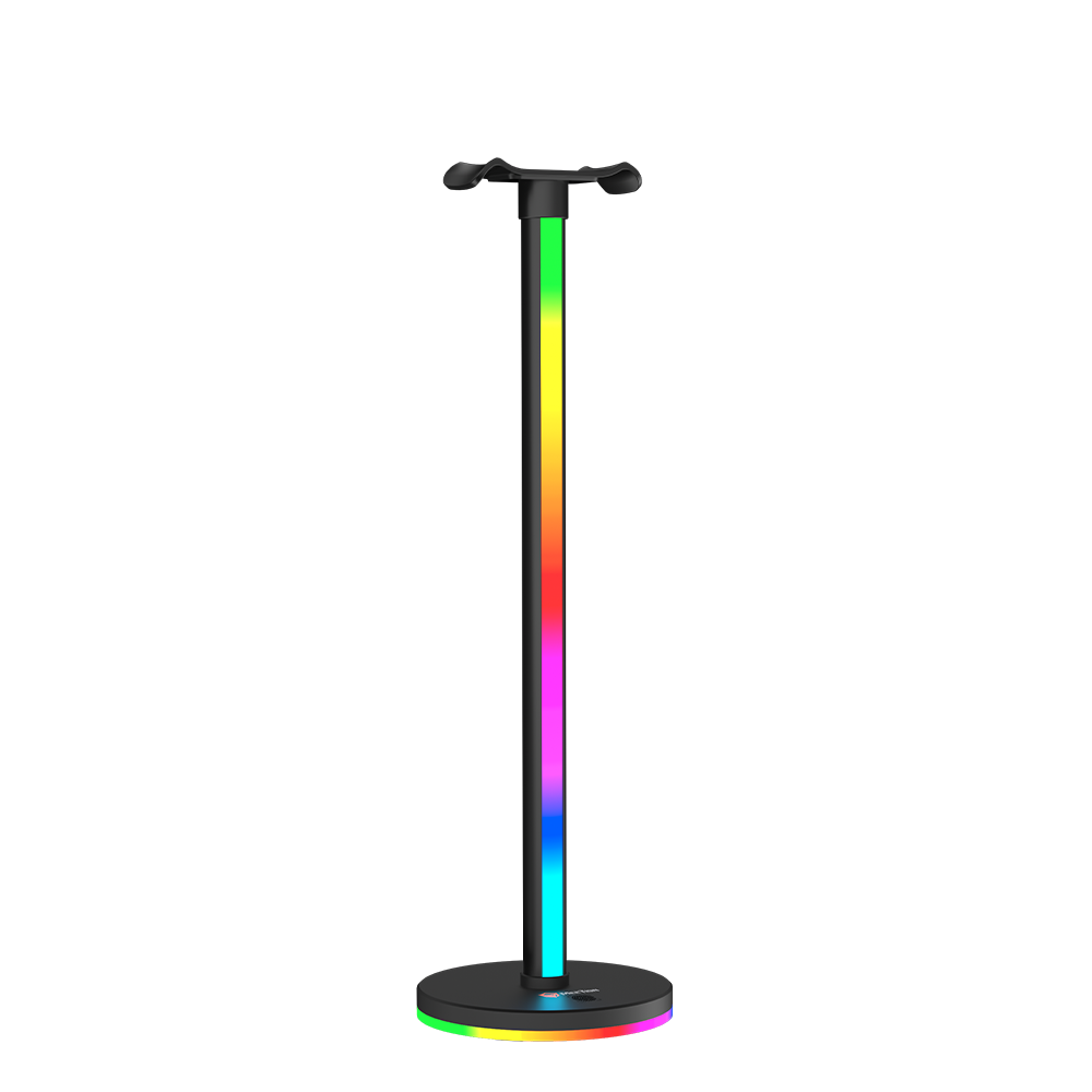 MEETION BK200 Smart Lighting Tower mit RGB-Kopfhörerständer, Steuerung intelligenter LED-Lichtleisten, RGB-Ambiance-TV-Hintergrundbeleuchtung mit Touchpad, 42 cm Kopfhörerständer, Fernseher, Zimmer, Dekoration