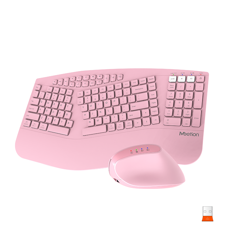 MEETION DirectorB 2025 Teclado y mouse ergonómicos mejorados, teclado y mouse Bluetooth para múltiples dispositivos, teclado y mouse inalámbricos de tamaño completo ajustables de 4 DPI, para PC/computadora/computadora portátil/ventana