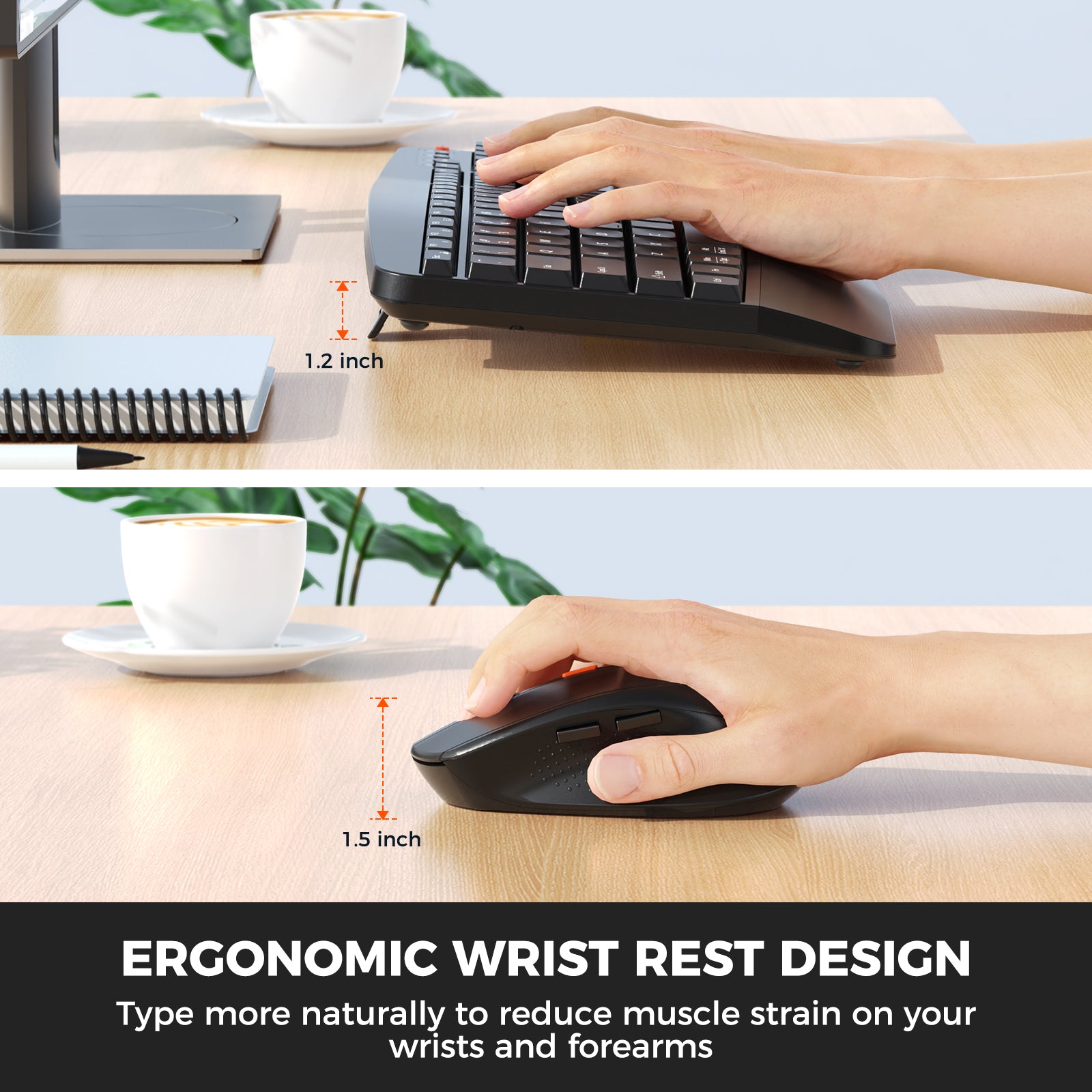 MEETION DirectorA Wireless Keyboard and Mouse, 2.4G & Bluetooth Keyboard Mouse Combo, Full Size Keyboard with Wrist Rest, Swing Wheel Silent Optical Mouse, USB-A Reciver, for Windows/Mac/Computer/Laptop