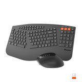 MEETION DirectorB 2025 Teclado y mouse ergonómicos mejorados, teclado y mouse Bluetooth para múltiples dispositivos, teclado y mouse inalámbricos de tamaño completo ajustables de 4 DPI, para PC/computadora/computadora portátil/ventana