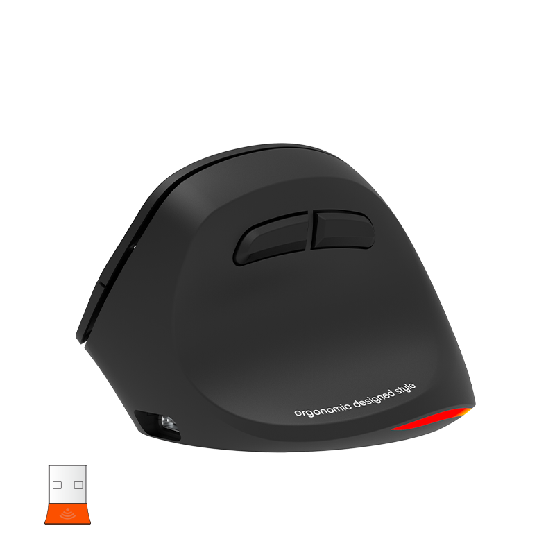 MEETION Rechtshänder-Maus BTM010R, ergonomische Maus, kabellose vertikale Maus, RGB-Hintergrundbeleuchtung, wiederaufladbare Mäuse für Bluetooth (5.2 + 3.0) und USB-A mit USB-C-Adapter, 4 einstellbare DPI für Mac/Windows/Android/PC/Tablet/iPad