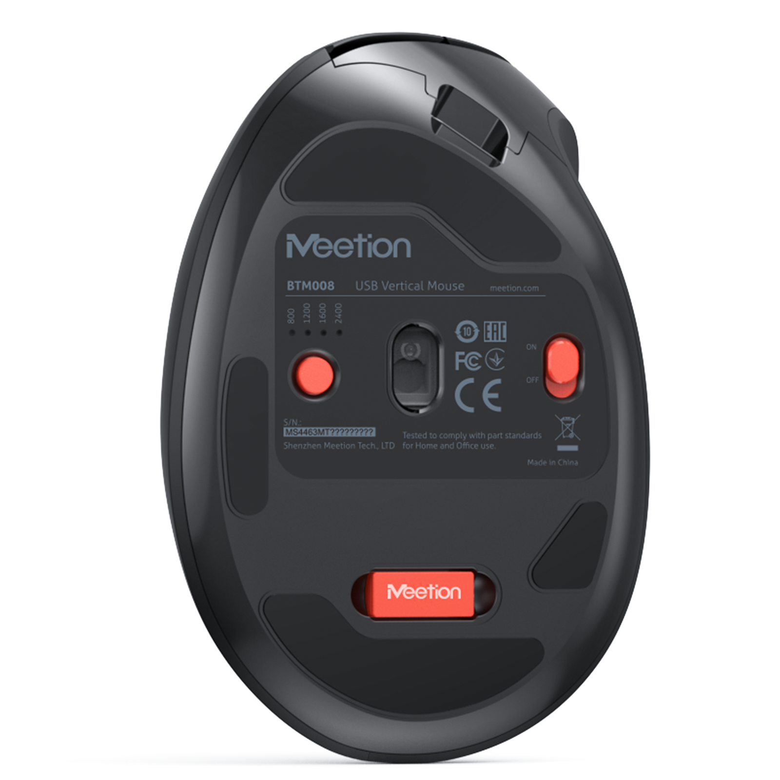 MEETION BTM008 Ratón inalámbrico, ergonómico, recargable, vertical, con Bluetooth, 4 DPI ajustables, 800-2400, Bluetooth 5.2+5.2+USB para Windows/Mac, para portátil/PC/computadora de escritorio/iPad