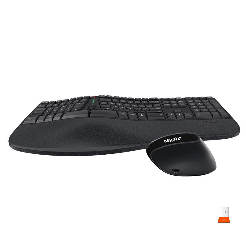 MEETION DirectorC Ergonomic Wireless Keyboard and Mouse, Ergo Keyboard with Vertical Mouse, Split Arch Keyboard with Cushioned Wrist Palm Rest, Natural Typing Rechargeable Full Size, Windows/Mac/Computer/Laptop