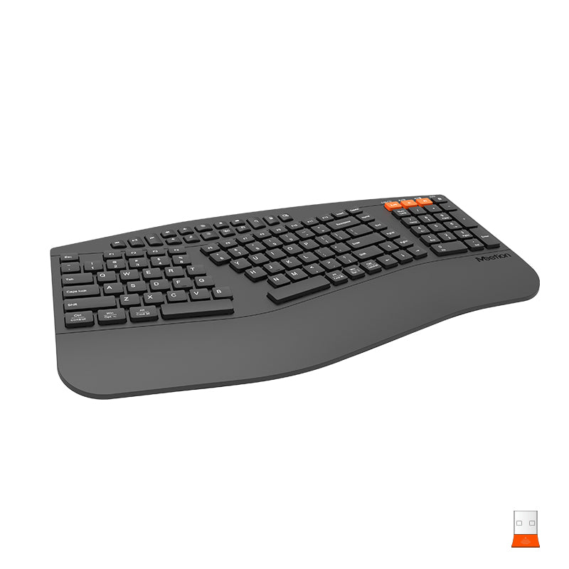 MEETION DirectorB 2025 Upgrade Ergonomische Tastatur und Maus, Bluetooth-Tastatur und -Maus für mehrere Geräte, 4 DPI einstellbare kabellose Tastatur und Maus in voller Größe, für PC/Computer/Laptop/Windows