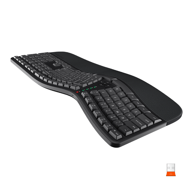 MEETION DirectorC Ergonomic Wireless Keyboard and Mouse, Ergo Keyboard with Vertical Mouse, Split Arch Keyboard with Cushioned Wrist Palm Rest, Natural Typing Rechargeable Full Size, Windows/Mac/Computer/Laptop