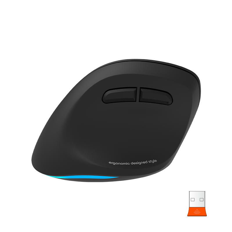 MEETION Ergonomische Maus für Linkshänder BTM010L, kabellose vertikale Maus mit RGB-Hintergrundbeleuchtung, wiederaufladbare Mäuse für Bluetooth (5.2 + 3.0) und USB-A mit USB-C-Adapter, 4 einstellbare DPI für Mac/Windows/Android/PC/Tablet/iPad