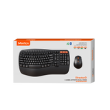 MEETION DirectorD Wave Teclado y mouse ergonómicos inalámbricos, teclado Wave Ergo USB/Bluetooth con reposamuñecas, rueda giratoria ajustable de 4 DPI, mouse inalámbrico silencioso recargable para Windows/Mac/Android