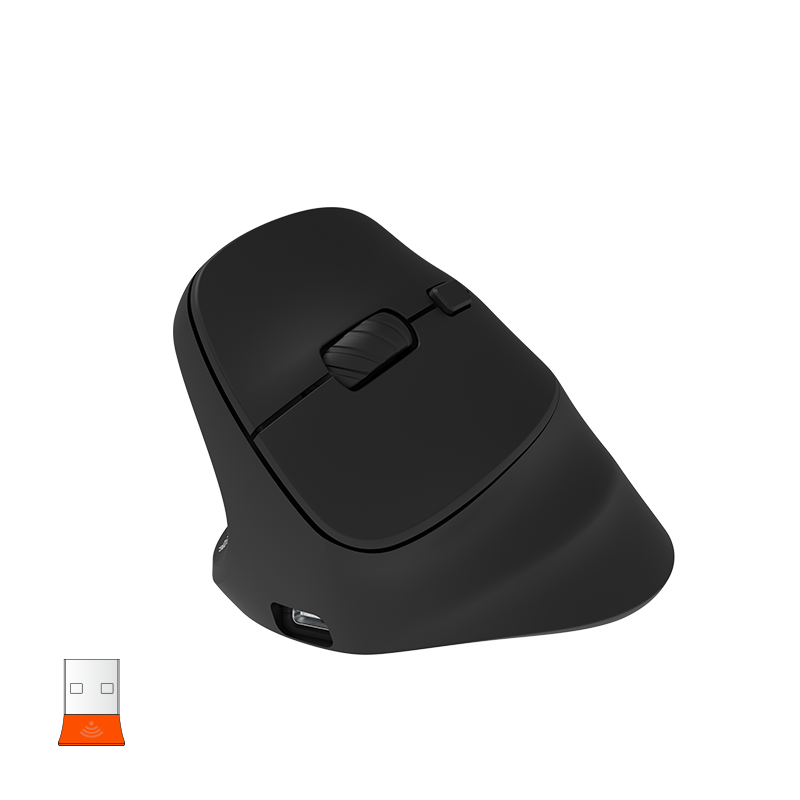 MEETION Ergonomische Maus für Linkshänder BTM010L, kabellose vertikale Maus mit RGB-Hintergrundbeleuchtung, wiederaufladbare Mäuse für Bluetooth (5.2 + 3.0) und USB-A mit USB-C-Adapter, 4 einstellbare DPI für Mac/Windows/Android/PC/Tablet/iPad