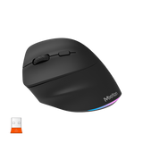 MEETION Ergonomische Maus für Linkshänder BTM010L, kabellose vertikale Maus mit RGB-Hintergrundbeleuchtung, wiederaufladbare Mäuse für Bluetooth (5.2 + 3.0) und USB-A mit USB-C-Adapter, 4 einstellbare DPI für Mac/Windows/Android/PC/Tablet/iPad