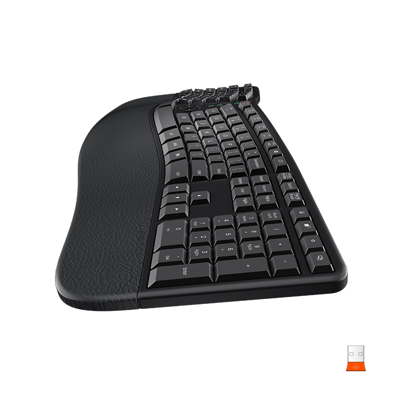 MEETION DirectorC Ergonomic Wireless Keyboard and Mouse, Ergo Keyboard with Vertical Mouse, Split Arch Keyboard with Cushioned Wrist Palm Rest, Natural Typing Rechargeable Full Size, Windows/Mac/Computer/Laptop