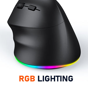 MEETION Ergonomische Maus für Linkshänder BTM010L, kabellose vertikale Maus mit RGB-Hintergrundbeleuchtung, wiederaufladbare Mäuse für Bluetooth (5.2 + 3.0) und USB-A mit USB-C-Adapter, 4 einstellbare DPI für Mac/Windows/Android/PC/Tablet/iPad