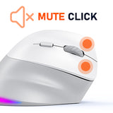 MEETION Rechtshänder-Maus BTM010R, ergonomische Maus, kabellose vertikale Maus, RGB-Hintergrundbeleuchtung, wiederaufladbare Mäuse für Bluetooth (5.2 + 3.0) und USB-A mit USB-C-Adapter, 4 einstellbare DPI für Mac/Windows/Android/PC/Tablet/iPad