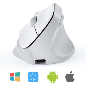 MEETION Rechtshänder-Maus BTM010R, ergonomische Maus, kabellose vertikale Maus, RGB-Hintergrundbeleuchtung, wiederaufladbare Mäuse für Bluetooth (5.2 + 3.0) und USB-A mit USB-C-Adapter, 4 einstellbare DPI für Mac/Windows/Android/PC/Tablet/iPad