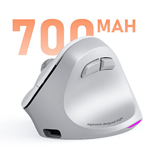 MEETION Rechtshänder-Maus BTM010R, ergonomische Maus, kabellose vertikale Maus, RGB-Hintergrundbeleuchtung, wiederaufladbare Mäuse für Bluetooth (5.2 + 3.0) und USB-A mit USB-C-Adapter, 4 einstellbare DPI für Mac/Windows/Android/PC/Tablet/iPad